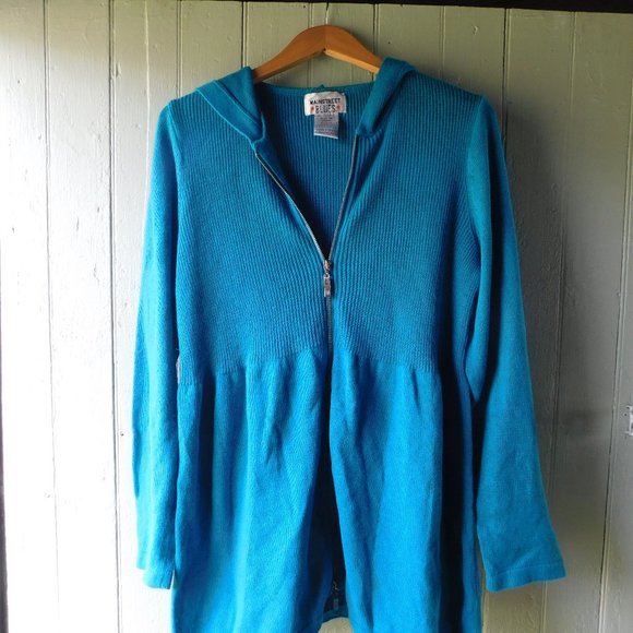 🌿 Electric Blue Sweater Hoodie Tunic - Picture 9 of 14